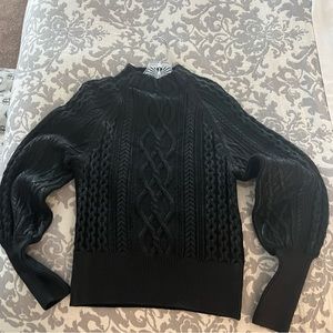 New w/o tags Express Women’s black mock neck cable leather glaze look.